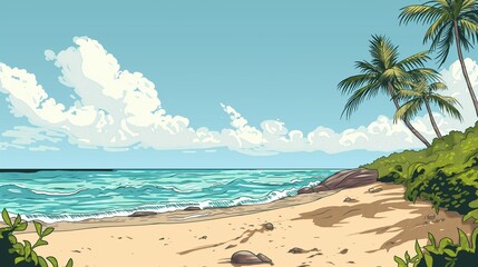 Fototapeta na wymiar A Peaceful And Iidyllic Tropical Beach Scenery.