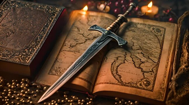 A Fantasy Background Featuring an Ancient Map on Aged Parchment