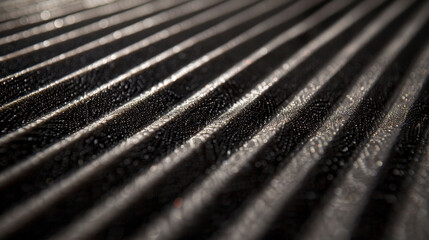 A closeup of a grooved sheet of rubber designed to isolate and absorb low frequency sounds in a room.