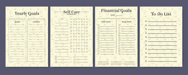 Obraz premium Business organizer paper sheets. Yearly planners worksheet mystic template set.