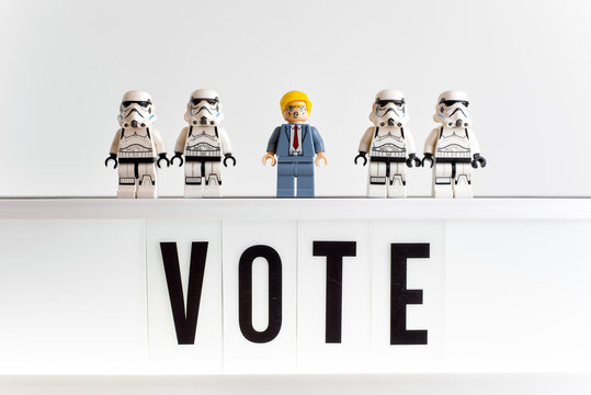Donald Trump and Stormtroopers. President election concept. Illustrative editorial. July 30, 2023