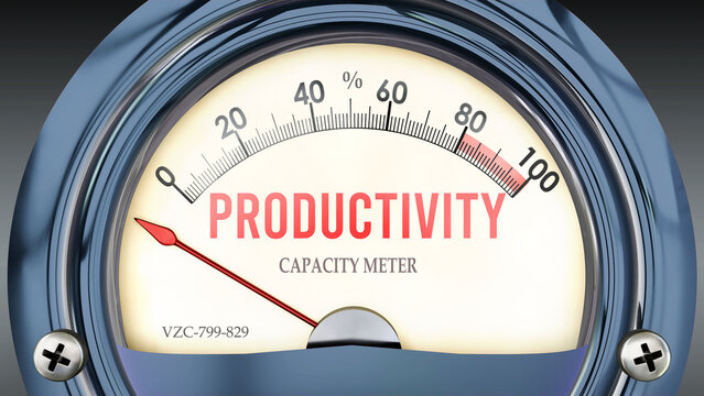 Productivity and Capacity Meter that hits less than zero, showing an extremely low level of productivity, none of it, insufficient. Minimum value, lack of productivity. ,3d illustration