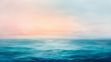 Subtle gradients of color blending harmoniously through precise watercolour techniques, resulting in a tranquil seascape against a backdrop of serene, blended paint wash. - obrazy, fototapety, plakaty