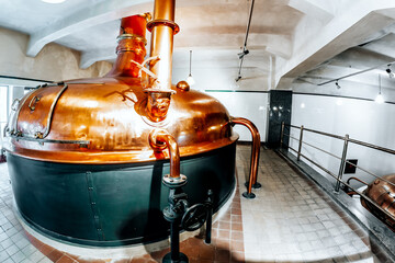 Vintage copper beer fermentation tank