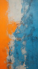 Blue and orange painting plaster rough.