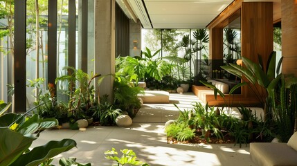 Integrate greenery into the space with low-maintenance plants.