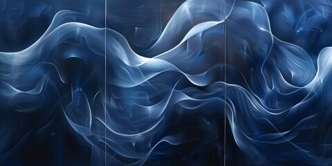 Dark blue abstract elegance spanning three panels for a continuous and cohesive look