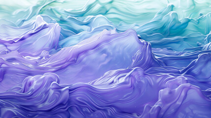 Waves of liquid cerulean, lavender, and chartreuse forming an enchanting abstract canvas of painted hues.