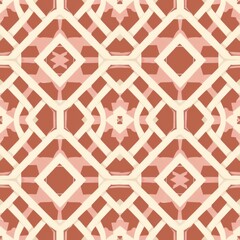 Retro Geometric Pattern - Vintage Peach and Cream Design