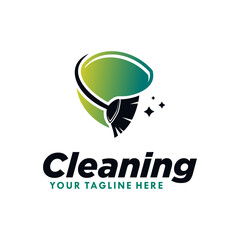 Broom cleaning service logo design