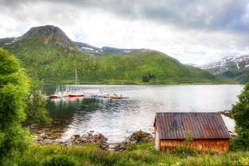 Old Shed on the Shore at Torsken on the Beautiful Norwegian Island of Senja