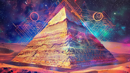 Iconic pyramid structure in desert landscape, epitome of ancient civilization, AI generative.