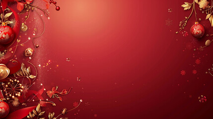An elegant ruby red background with festival embellishments on the left side.