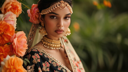 Fototapeta premium indian female fashionable model with jewelery