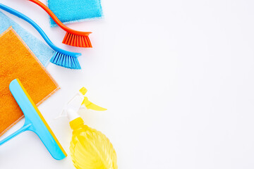 Cleaning supplies and products set for house cleaning service