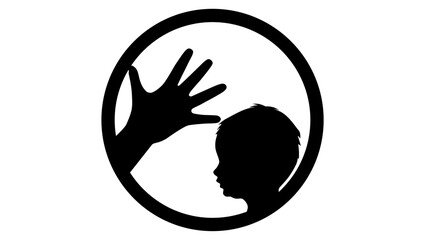 Child abuse , black isolated silhouette