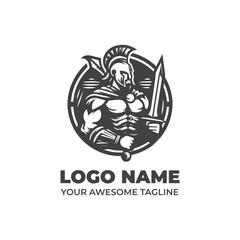 Simple Warrior Monochrome Logo Design