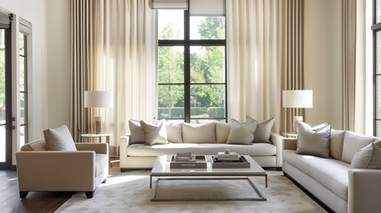 Fototapeta premium Keep window treatments simple with clean lines and neutral colors.