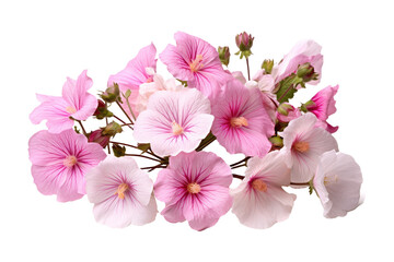 Delicate Pink Lavatera Blossoms Isolated on White