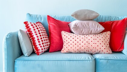 Vintage vsmodern decor styles for bedding and sofa cushions on pastel background