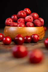 frozen to store red cherry berries in frost