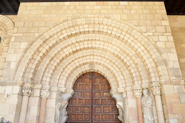 Fototapeta na wymiar Entrance to the basilica of Saint Vicente in Avila city, Spain.