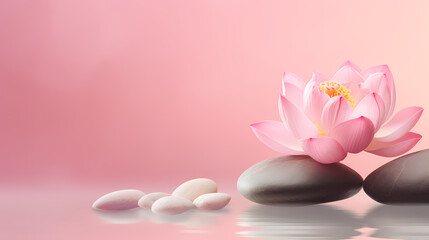 Fototapeta na wymiar Lotus flower and stone, symbolizing spa advertising