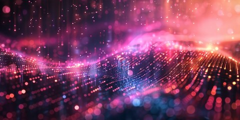 Obraz premium A colorful, abstract image with a purple and blue background and pink