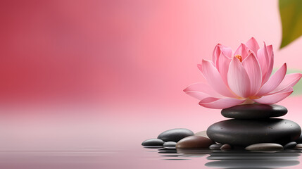 Obraz na płótnie Canvas Lotus flower and stone, symbolizing spa advertising