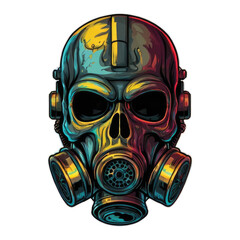 illustration of skull and gas mask