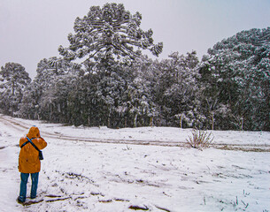 Fotografando a tempestade de neve em Urubici, Santa Catarina, Brasil