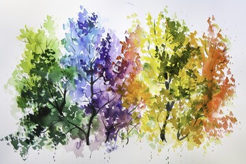 Vibrant Rainbow Watercolor Background with a Palette of Diverse Colors, Artistic and Cheerful