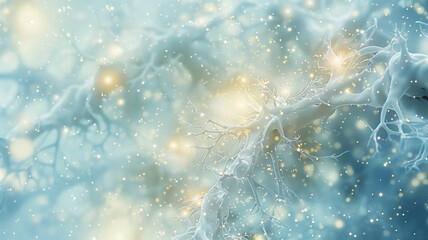 Synaptic Neurons Frost Pattern with Interlaced Dendrites - obrazy, fototapety, plakaty