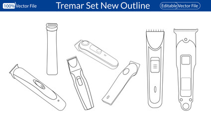 Barber tool with accessories. Electric haircut machine. Hairdresser instrument in side, top views. Vector illustration. Vector scissors or curling iron. Isolated hair clipper. trimmer vector line art