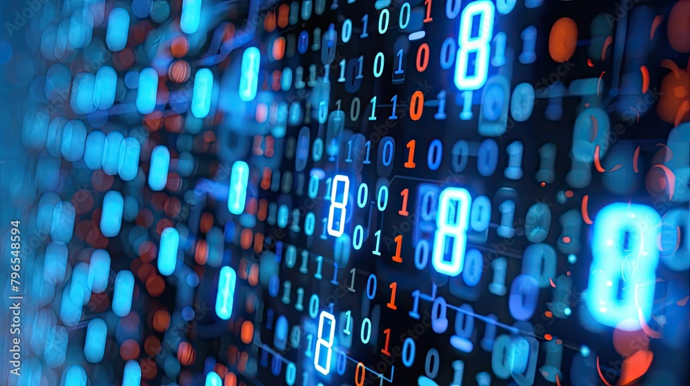 Poster a computer screen with a lot of numbers on it