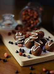 Chocolate bean cake is a typical food of Eid Mubarak in Indonesian. whose main ingredients are nuts and chocolate.