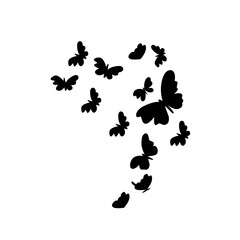 Flock of silhouette butterflies