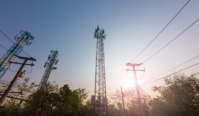 Power line for telecommunication tower in rural. - 796549960