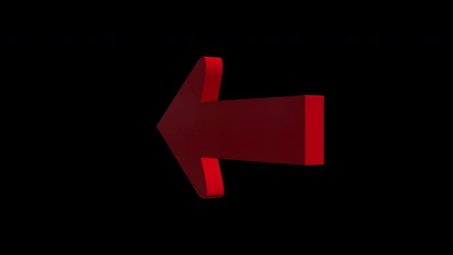Red arrow 3d animation on black background. 4K