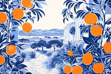 Obraz na płótnie Canvas Wallpaper background of summer garden outdoors painting pattern.