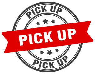 pick up stamp. pick up label on transparent background. round sign