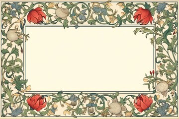 William morris inspired ornament frame backgrounds graphics pattern.