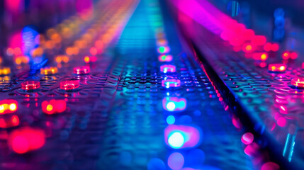 A closeup of the luminescent material used in the concentrator showcasing the vibrant colors and unique properties that allow it to absorb and convert sunlight into electricity.