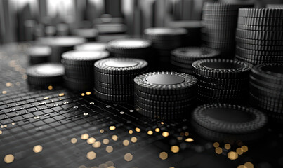 Black and gold futuristic background with glowing lights