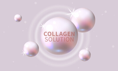 Light collagen serum or essence bubble, gluta cosmetic product advertising background. Collagen serum or essence drop, cosmetic advertising background, 3d