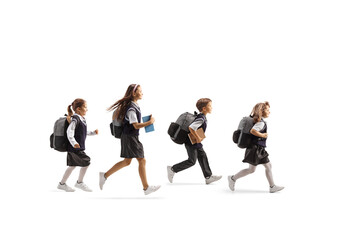 Group of schoolchildren running