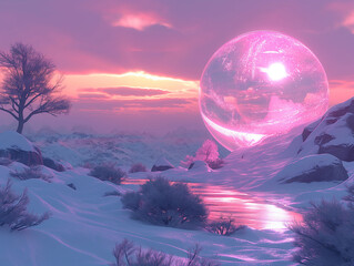 Fantasy planet and snow