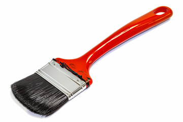Red Paint Brush With Black Bristles