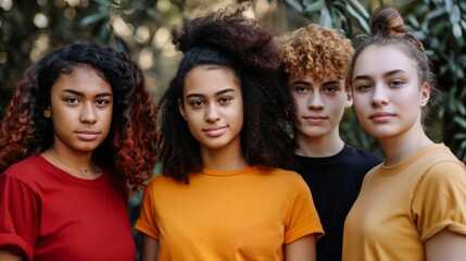 Fototapeta premium Diverse Group of Young Women with Curly Hair Outdoors