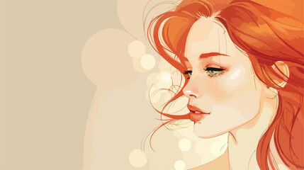 Beautiful redhead woman on light background Vector